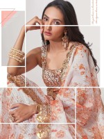 Off White Organza Digital Print Saree